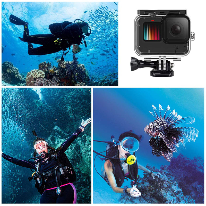 AFAITH 3-Pack Dive Filter Kit + Waterproof Case for GoPro Hero 9/10 Black, Underwater Diving Photography Protective Housing Shell Cover + 3-Pack Dive Filter for GoPro Hero 9/10 Black GoPro Hero 10/9 Waterproof Case + Dive Filter