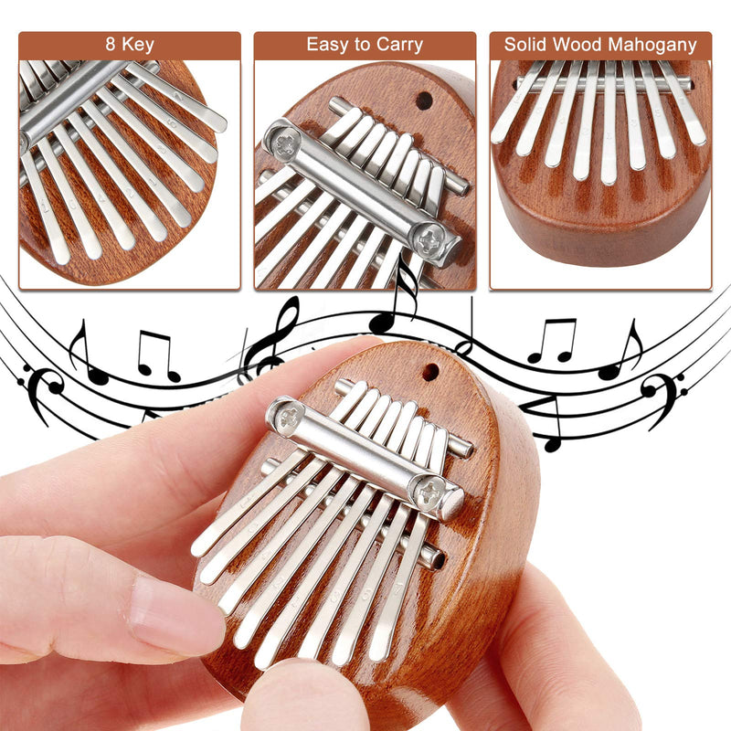 2 Packs Mini Kalimba 8 Keys Thumb Piano, Portable Mbira Wood Crystal Finger Piano with Lanyard Musical Instruments for Kids Adult Beginners