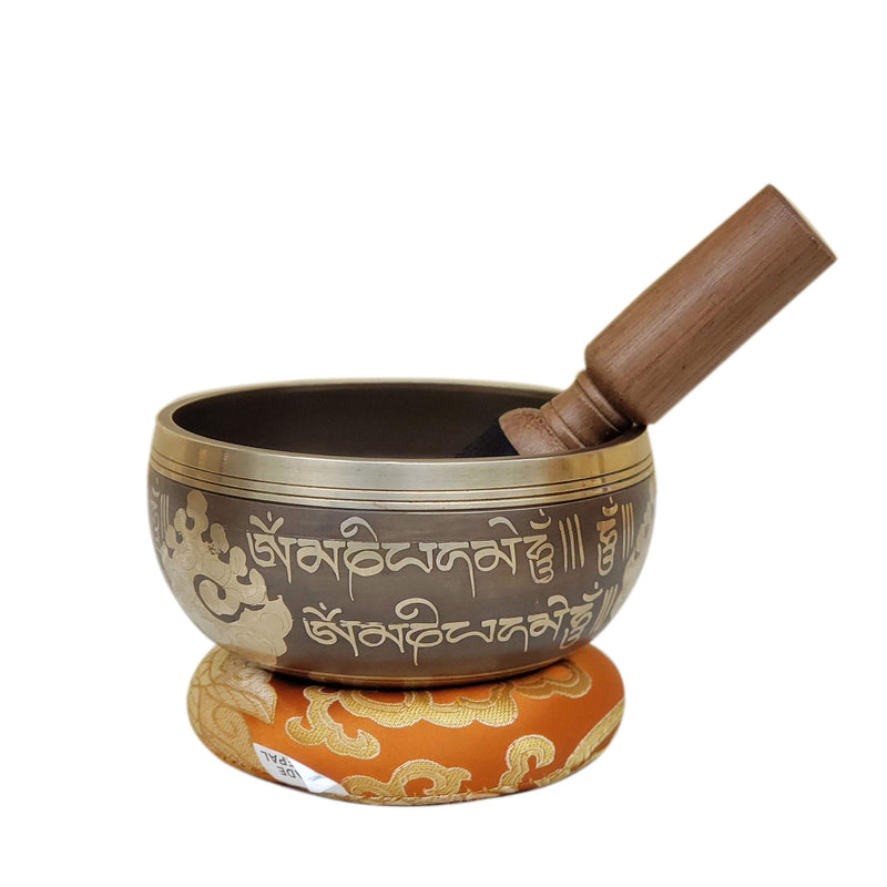 Khusi Handmade Tibetan singing bowl set, Beautiful hand Carved Piece of art, Best for Chakra healing, and Mindfulness, Idol gift spiritual gift.