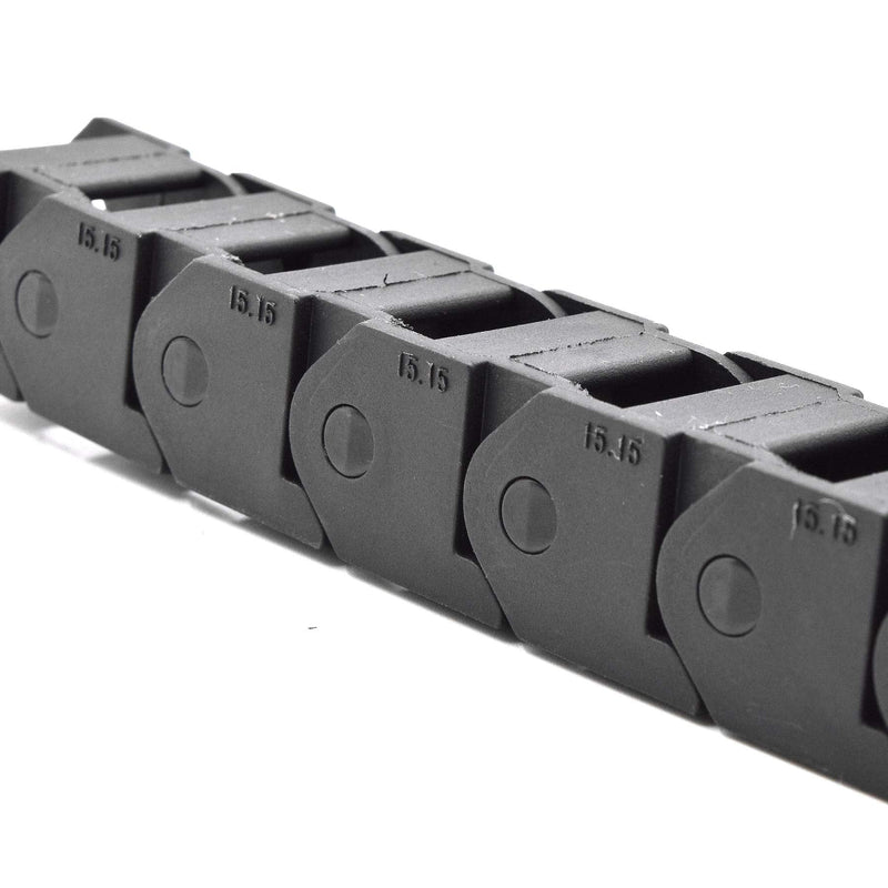 Plastic Drag Chain Cable Carrier Closed Type with End Connectors R28 15 x 15mm L1000mm for Electrical CNC Router Machines