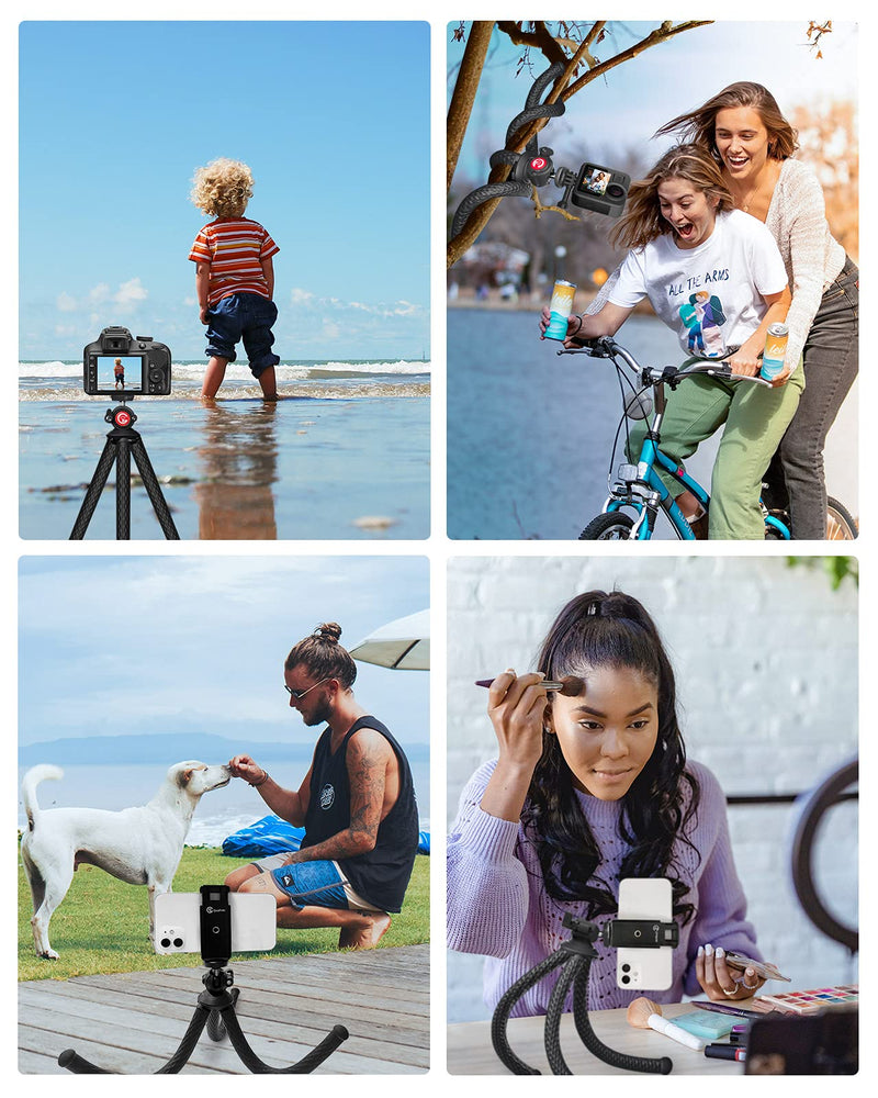 GooFoto Phone Tripod, Flexible Tripod for iPhone, Android Cell Phone and Camera, Portable Small Tripod with 7 Aluminum Cores & Universal Clip for Video Recording/Vlogging/Selfie
