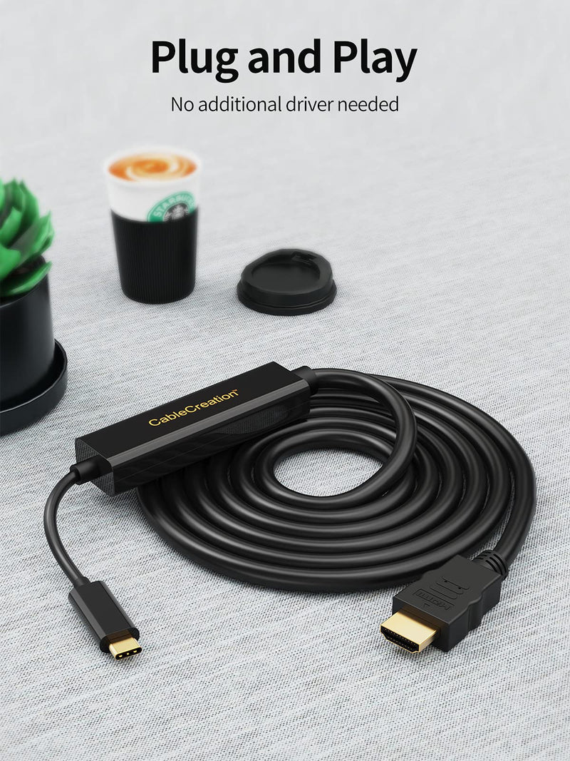 USB C to HDMI Cable 6FT, CableCreation USB Type C to HDMI Cord, Compatible with MacBook Pro 2020 2019, iPad Pro 2020 2018, Surface Book 2, XPS 15 13, Yoga 920 910, Galaxy S20 S10, Black 6 Feet