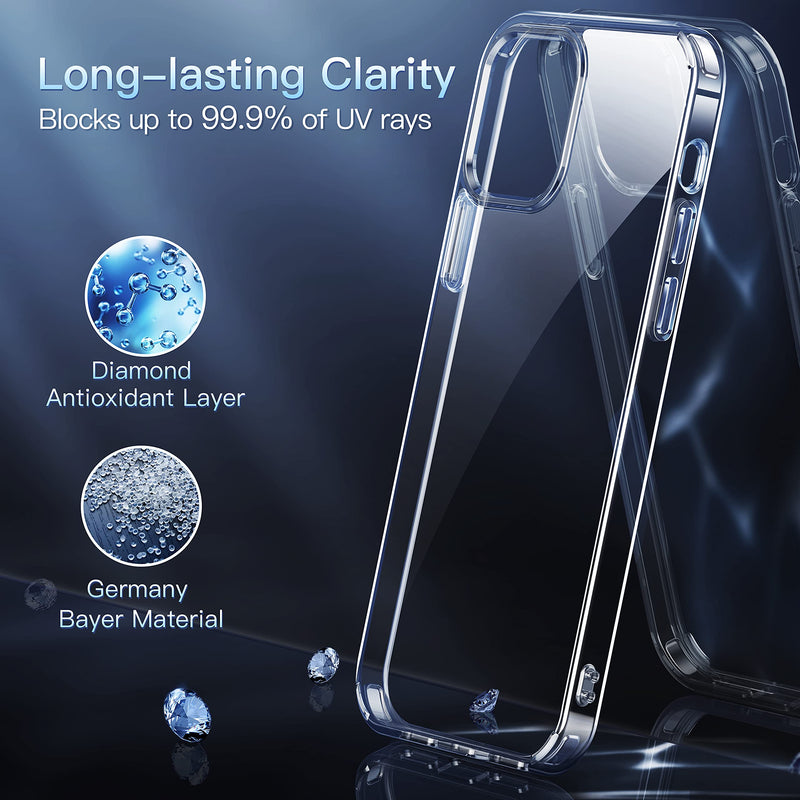 CASEKOO Crystal Clear Designed for iPhone 12 Case, Designed for iPhone 12 Pro Case [Not Yellowing] [Military Grade Drop Tested] Shockproof Protective Phone Case Slim Thin Cover (6.1'') 5G 2020- Clear