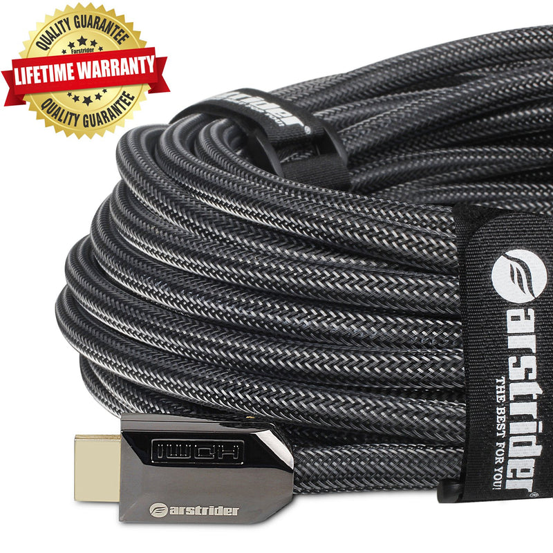 4K HDMI Cable/HDMI Cord 6ft - Ultra HD 4K Ready HDMI 2.0 (4K@60Hz 4:4:4) - High Speed 18Gbps - 28AWG Braided Cord-Ethernet /3D / HDR/ARC/CEC/HDCP 2.2 / CL3 by Farstride 6 Feet Black