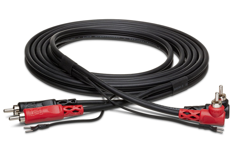 Hosa CRA-202DJ Dual RCA to Dual Right Angle RCA with Ground Wire Stereo Interconnect Cable, 2 Meters 2 Meter