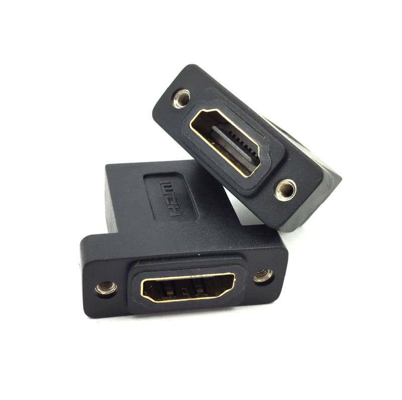 HDMI Coupler Adapter Connector, Poyiccot (2-Pack) Golden Plated HDMI Female to Female Inline Straight Coupler with Screw Panel Black