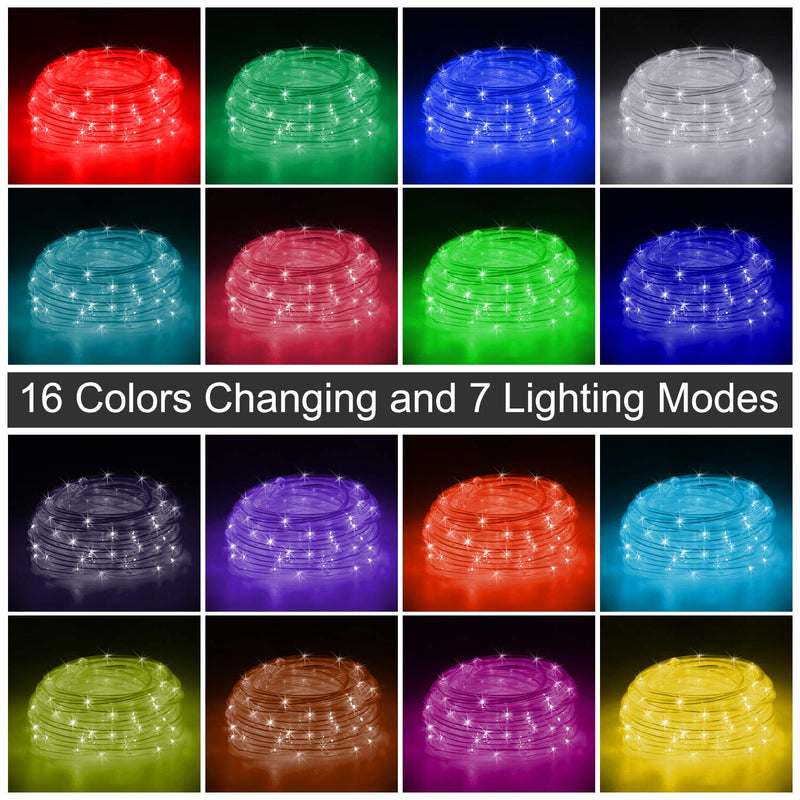 [AUSTRALIA] - RundA Rope Lights, 2 Pack 33 FT 100 LEDs Fairy String Lights with Remote Control, 16 Colors Changing Brightness Adjustable String Lights for Outdoor Indoor Christmas Decorations Bedroom 