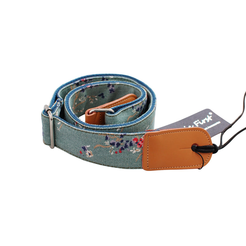 [AUSTRALIA] - MUSIC FIRST Original Design Vintage Style “Plum Flowers” Soft Cotton & Genuine Leather Ukulele Strap Ukulele Shoulder Strap Without The Strap Locker 