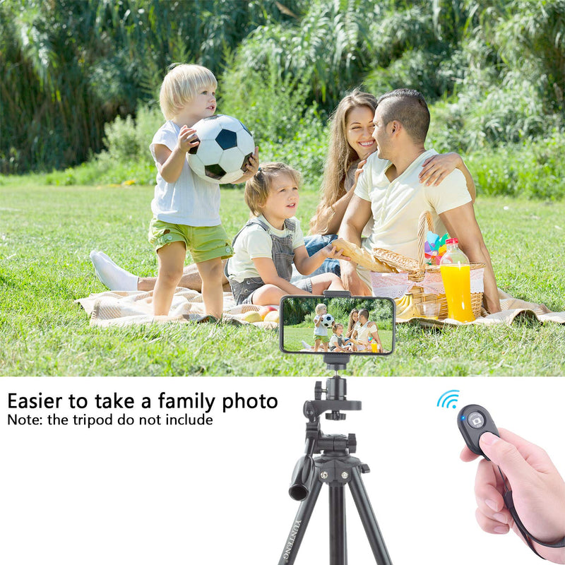 AOQIYUE Swivel Mini Tripod Ball Head with Bluetooth Camera Remote, Cell Phone Holder with Adjustable Clamp for Selfie Stick Monopod Compatible with iPhone /Samsung and so on, Wrist Strap Included