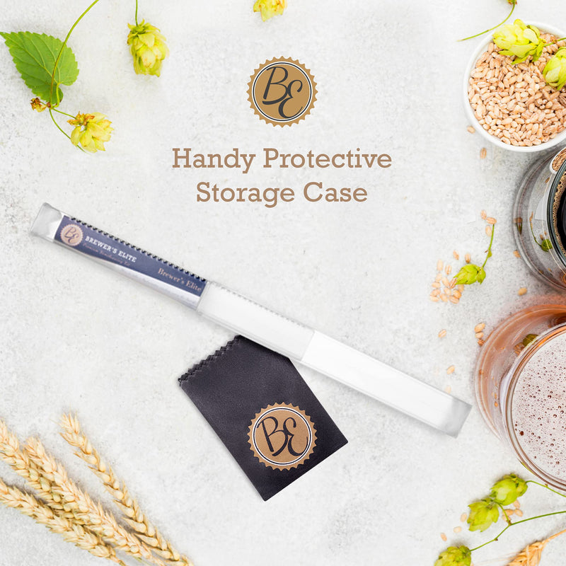 Brewer's Elite Hydrometer & Plastic Test Jar - for Home Brew Beer, Wine, Mead and Kombucha - Deluxe Triple Scale Set, Hardcase and Cloth - Specific Gravity ABV Tester Hydrometer & Plastic Test Jar Kit