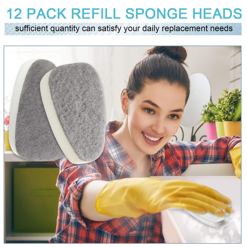 12 Pieces Dish Wand Refills Sponge Heads Brush Kitchen Cleaning Sponge Pads Non-Scratch Cleaning Sponge Replacement for Kitchen Sink Dish Cleaning Favors