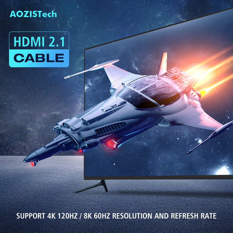 AOZISTech 8K HDMI 2.1 Fiber Optic Cable 50FT 8K@60Hz 4K@120Hz 48Gbps Dynamic HDR eARC Compatible with PS5/4, Xbox Series X, RTX 3080 3090, LG C9 8K_50FT Silver