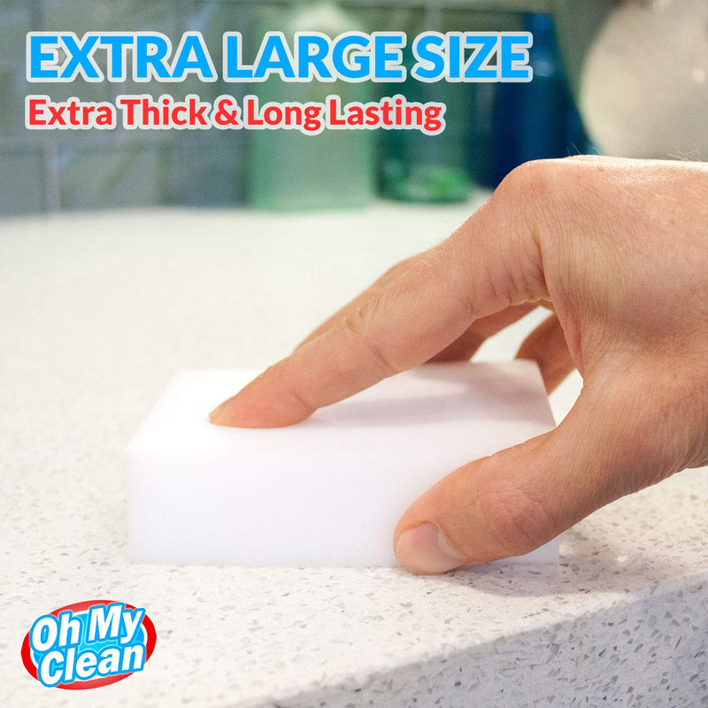 (40 Pack) Extra Large Eraser Sponge - Extra Thick, Long Lasting, Premium Melamine Sponges in Bulk - Multi Surface Power Scrubber Foam Cleaning Pads - Bathtub, Floor, Baseboard, Bathroom, Wall Cleaner 40