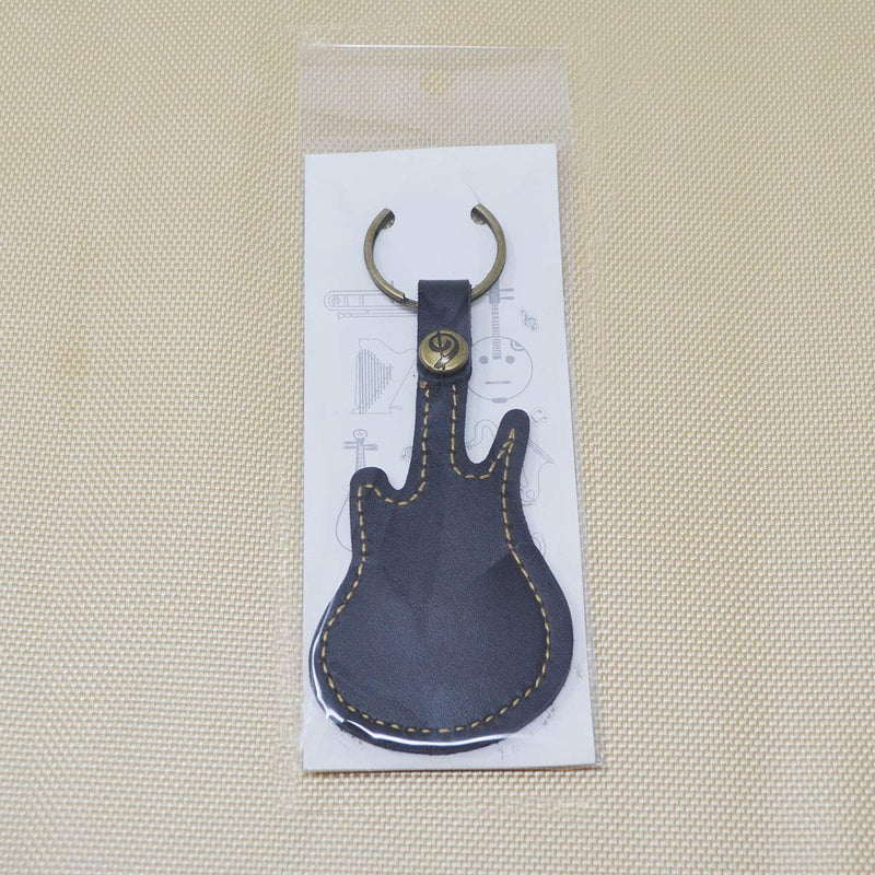 Leather Guitar Picks Case Guitar Pick Holders with Keyring Guitar Plectrums Bag for Guitar Pick Bag with 5Pcs Plectrums Gift(Black) Black