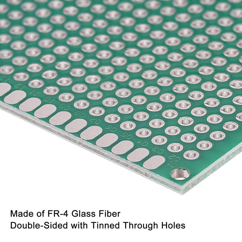 MECCANIXITY PCB Board Double Sided Printed Circuit Prototyping Boards Plated Through Holes for DIY Soldering Electronic Projects, 50mmx70mm, Green Pack of 8