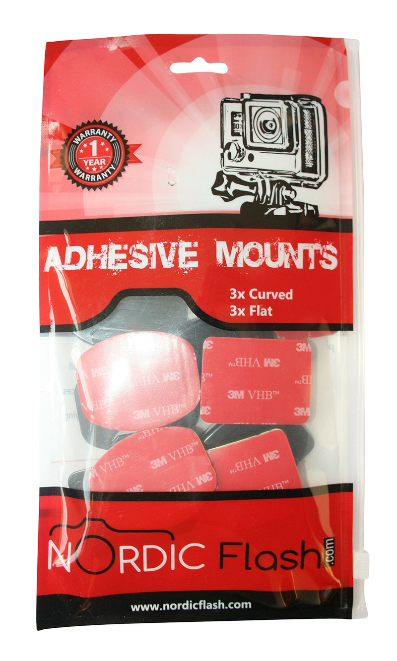 Adhesive Mounts for GoPro Cameras - 3x Curved & 3x Flat Mounts Bundle W/ 3M Sticky Pads- Tape Mount to Your Helmet/Bike/Board/Car- Fits ALL Go Pro Models - Premium Camera Accessories - 1 Year Warranty 3 Curved & 3 Flat Mounts
