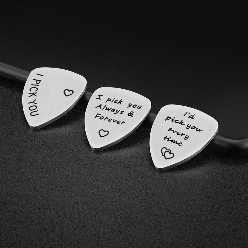 Husband Boyfriend Gifts - 3PCS Guitar Picks Gifts for Musician Husband Boyfriend Dad, Valentine's Day Gift for Him, Wedding Anniversary Gift for Men (3PCS)