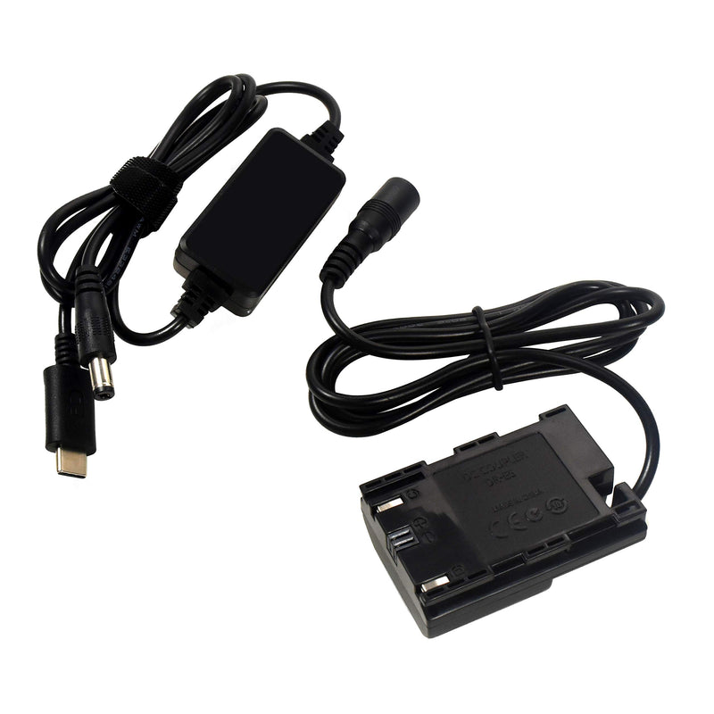 HQRP USB-C DC Converter Compatible with Canon ACK-E6 ACKE6 EOS 60D 70D, 5D Mark II, 5D Mark III, 5DS 5DS-R 6D, 6D Mark II 7D, 7D Mark II Digital SLR Camera AC Adapter Power Cable, LP-E6 Battery
