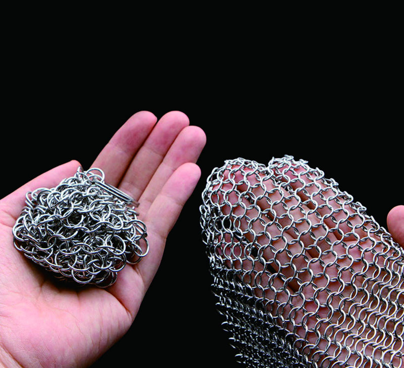 SUJAYU Cast Iron Cleaner, 7 Inch 316L Stainless Steel Chainmail Scrubber for Cast Iron Pan Skillet Dutch Dishes Seasoning Protection Cookware Accessories