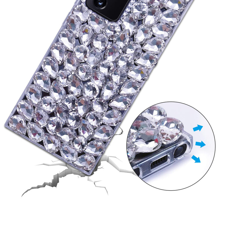 Bonitec for Samsung Galaxy Note 20 Ultra 5G Case 3D Glitter Sparkle Bling Case Luxury Shiny Crystal Rhinestone Diamond Bumper Clear Gems Protective Case Cover