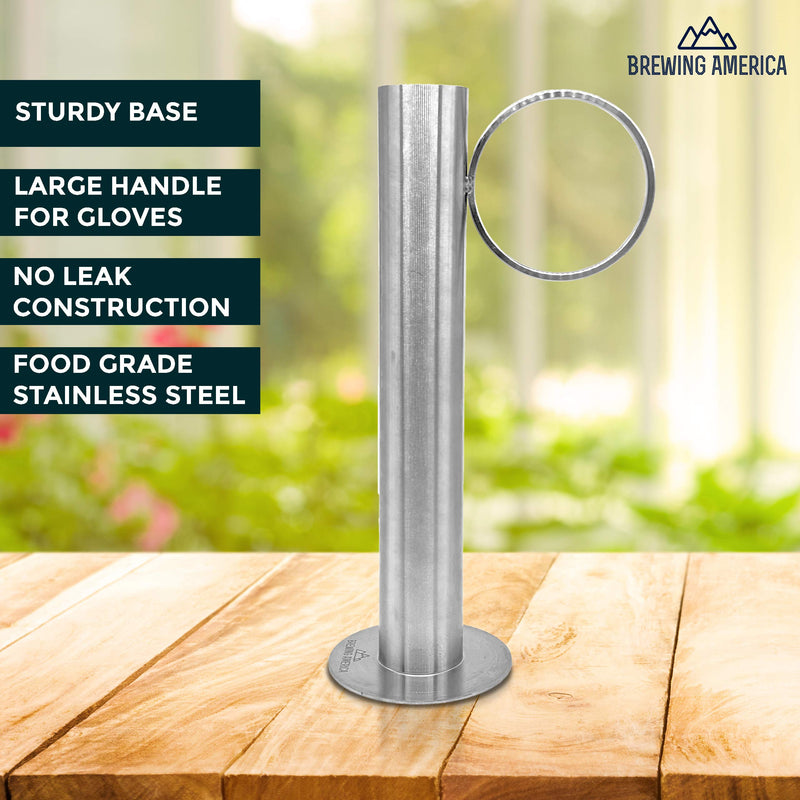 Maple Syrup Hydrometer Test Cup for Sugar and Moisture Content Measurement for Consistently Delicious Pure Syrup - Stainless Steel - 10 Inches Tall