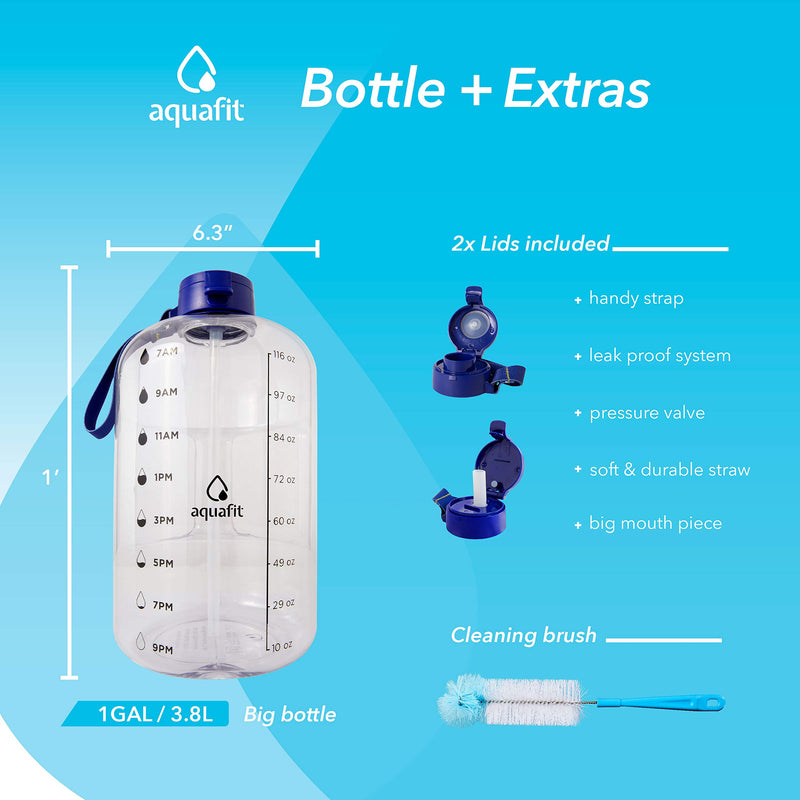 1 Gallon Water Bottle With Time Marker - Large Water Bottle Gallon Water Bottle Motivational One Gallon Water Bottle With Straw 1 Gallon Water Jug With Time Marker 1 Gallon Big Water Bottle Clear