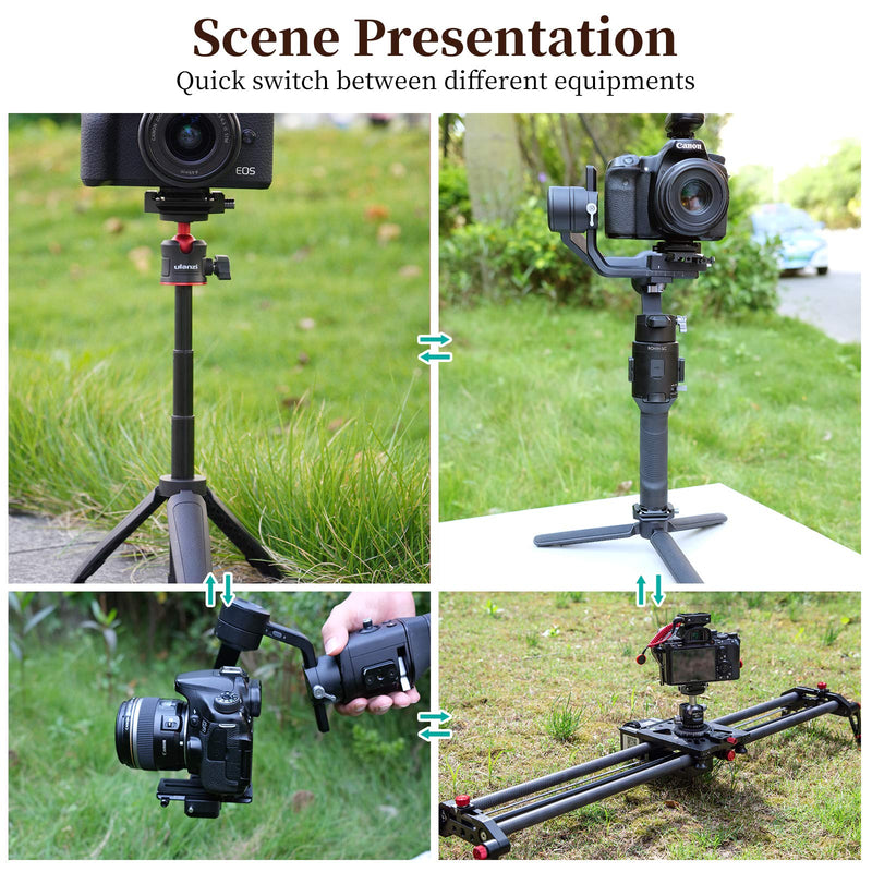 ULANZI F38 Camera Quick Release Plate w 1/4" to 3/8" Screw Thread, Quick Release System QR Plate Camera Tripod Mount Adapter for Sony Canon Monopod DSLR Stabilizer Slider DJI Switch Between Stablizer F38 System