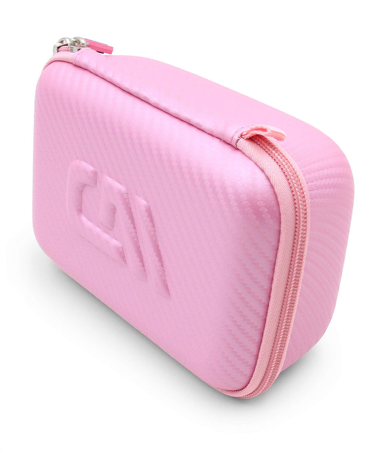 CASEMATIX Camera Travel Case Compatible with PROGRACE, Ourlife, Dragon Touch and More Waterproof Toy Camera Video Recorders - Pink Case for Toy Action Camera and Accessories