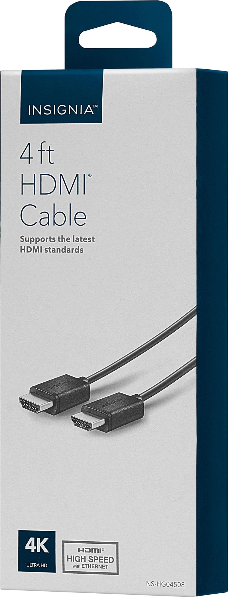 Insignia - 4' 4K Ultra HD HDMI Cable - Black 4'
