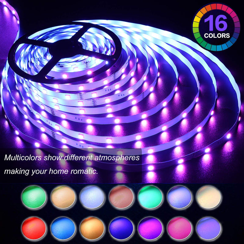 [AUSTRALIA] - LED Strip Lights, 16.4ft 5m RGB LED Light Strip, Color Changing 5050 LED Tape Lights with 24-Key RF Remote for Home Lighting, Bedroom, Kitchen, DIY Decoration 