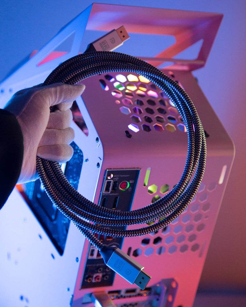 390HZ CUATU 10FT 3M Dp Displayport Cable 1.4 4K 144Hz, 2K 240HZ 280Hz to Display Port Cable 6Ft 8K UHD TV,PC Gaming Monitor VESA E-Sports HDR 10 32.4GB HDCP2.2 FREESYNC G-SYNC Expand (Silvery,10Ft)