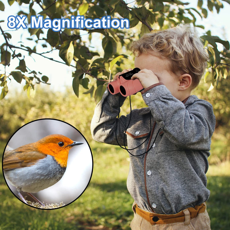 Boosigant Compact Binoculars for Kids 8x21, Gift for 3-12 Years Boys & Girls High-Resolution Shockproof Mini Kids Binoculars for Bird Watching, Hiking, Camping, Travel Pink 302 8x21 Pink