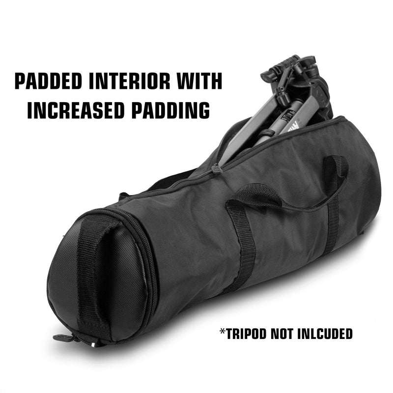 USA Gear Padded Tripod Case Bag - Holds Tripods from 21 to 35 inches - Adjustable Size Extension, Storage Pocket and Shoulder Strap for Professional Camera Accessories and Photo Carrying Needs (Black) Black