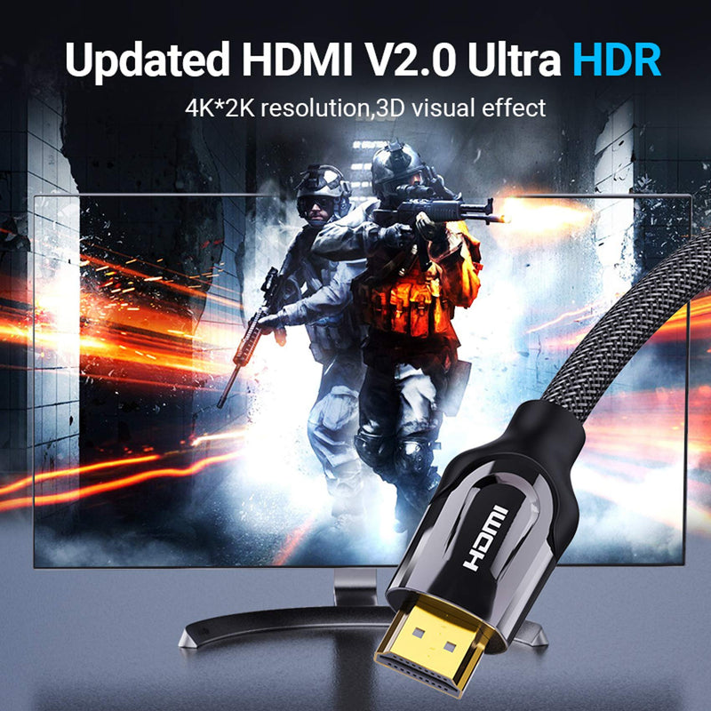 HDMI Cable 6FT,VENTION High Speed 4K HDMI Cable 2.0 Nylon Braided Cord Male to Male,Support Video 4K HD,1080P 3D,Ethernet and Audio Return (ARC), for PS 3/4,Apple TV 6FT/2M