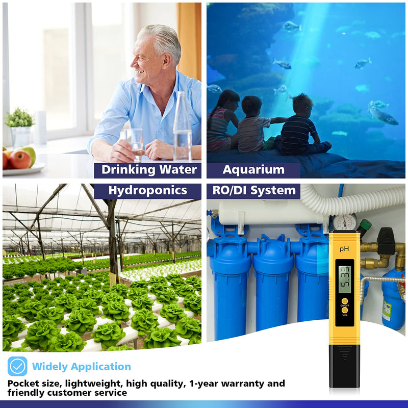 PH Meter, Digital PH Tester 0.01 High Accuracy PH Meter for Water, 0-14 PH Measurement Range for Drinking Water, Pool and Aquarium