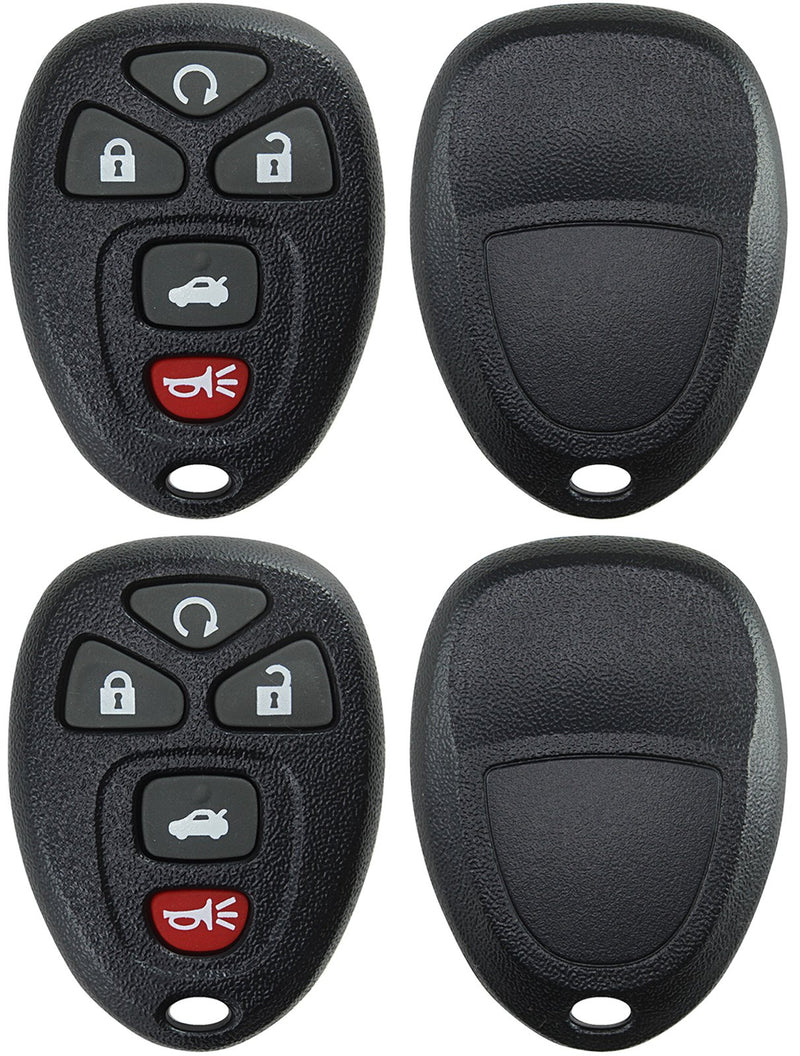KeylessOption Keyless Entry Remote Key Fob Shell Case Button Pad Cover for Chevy Impala Monte Carlo Buick Lucerne Cadillac DTS OUC60270, OUC60221 (Pack of 2) black