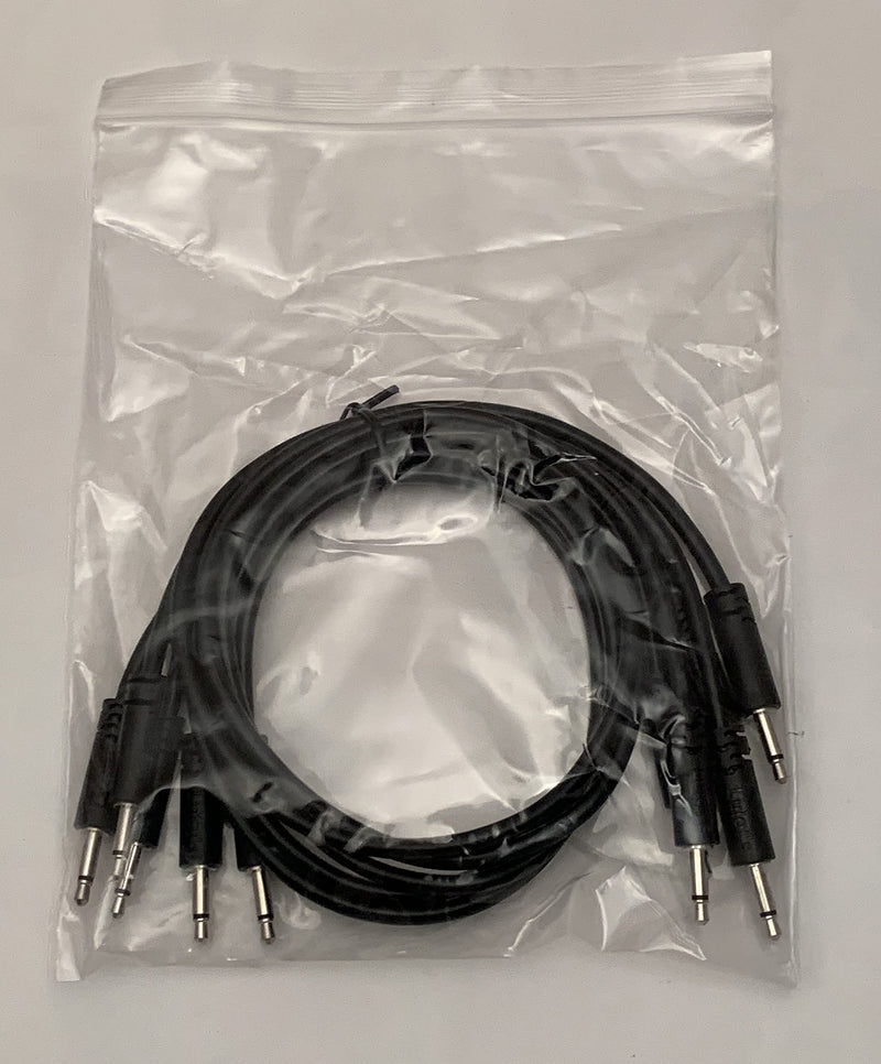 Luigis Modular Supply Spaghetti Eurorack Patch Cables - Package of 5 Black Cables, 18" (45 cm)