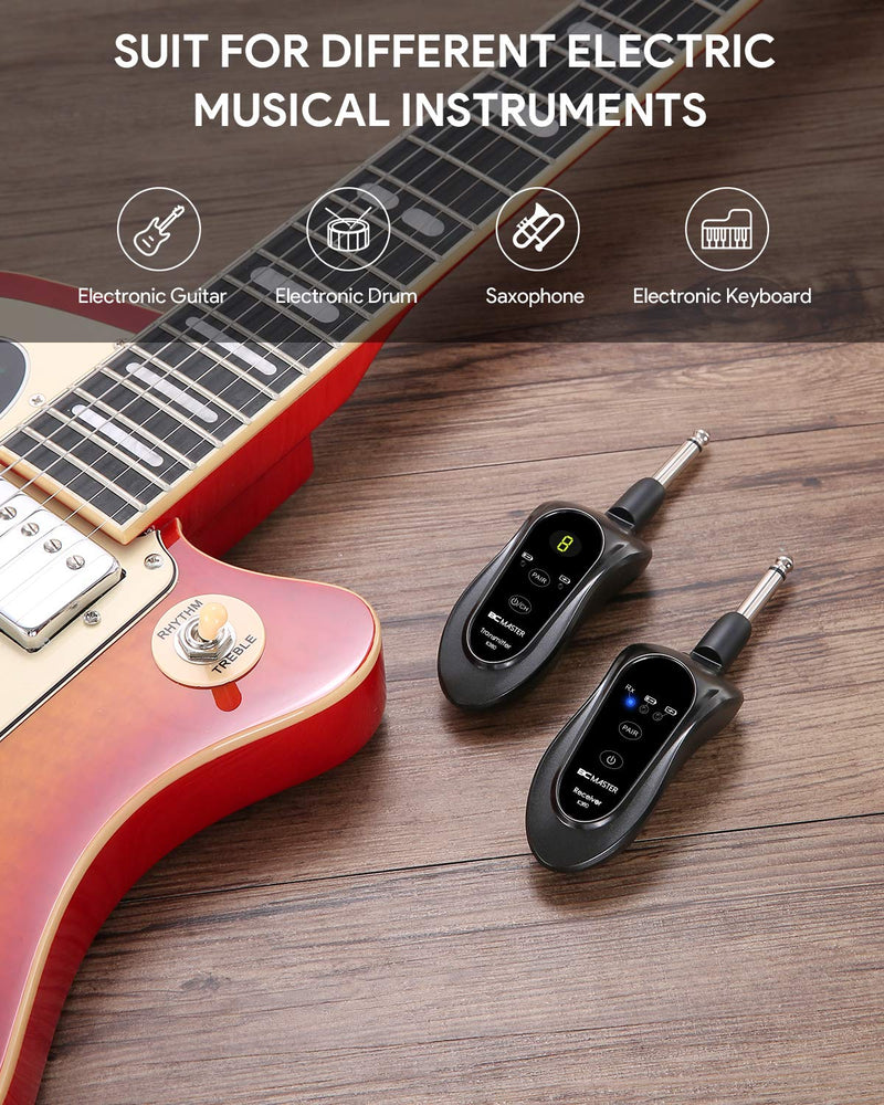 [AUSTRALIA] - BCMASTER K380 Wireless Guitar System Rechargable 10 Channels Ultra-Low Latency, Wireless Guitar Transmitter Recevier for Electric Guitar Bass 