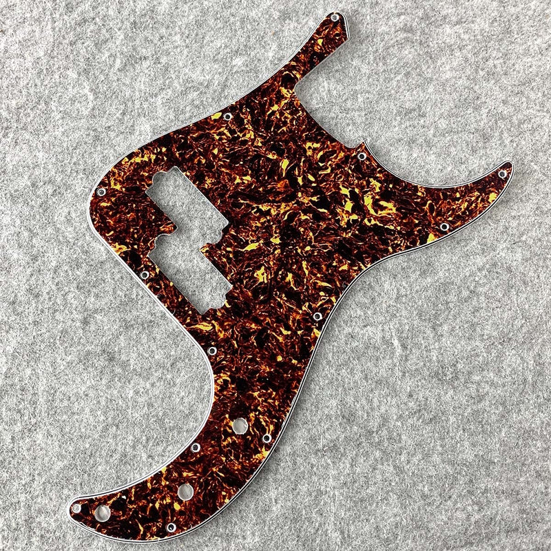 FLEOR 13-Hole Modern Style Standard Precision Bass Pickguard without Truss Rod Notch for 4 String P Bass Model, Brown Tortoise