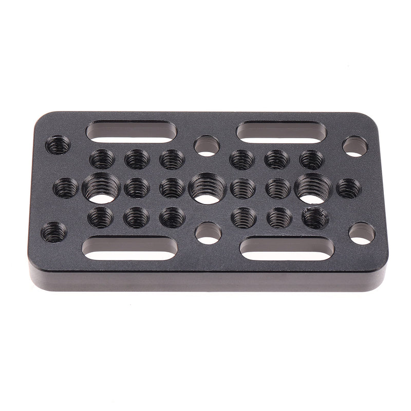 FocusFoto Multi-Purpose Extension Switching Cheese Plate Camera Baseplate with 1/4"-20 & 3/8"-20 Thread Mounting for DSLR Camera Cage Rig Railblocks Dovetails Short Rods