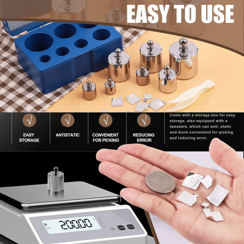 [AUSTRALIA] - Wokape 16Pcs 10 Sizes 10g 20g 50g 100g 200g Precision Steel Scale Calibration Weight Kit Test Weights Kits with Tweezers and Chip Calibration Weights for Digital Balance Scale Laboratory 500g + Chip Calibration Weights Kit 