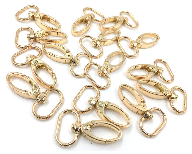 YIXI-SBest 20 Pcs 20mm Inside Diameter Oval Ring Lobster Clasp Claw Swivel for Strap Push Gate Lobster Clasps Hooks Swivel Snap Fashion Clips (20Pcs Gold, 3/4 inch) 20Pcs Gold