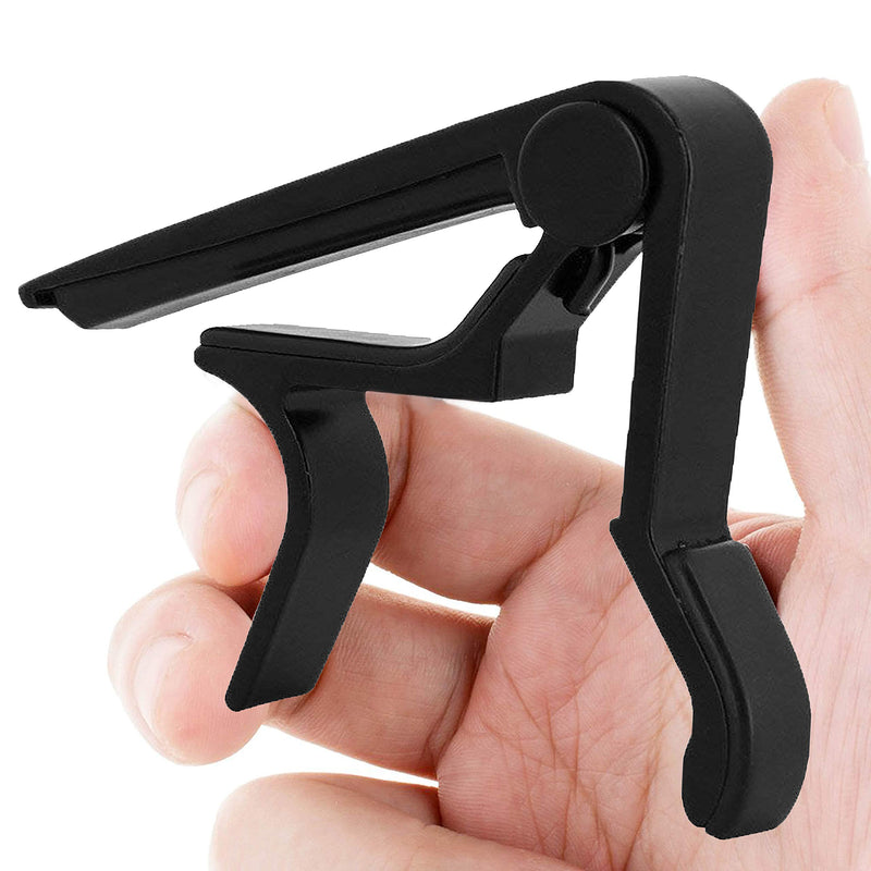 2 Set Guitar Capo, Guitar Trigger for Bass Acoustic, Classical and Electric Guitar Ukulele(silver black)