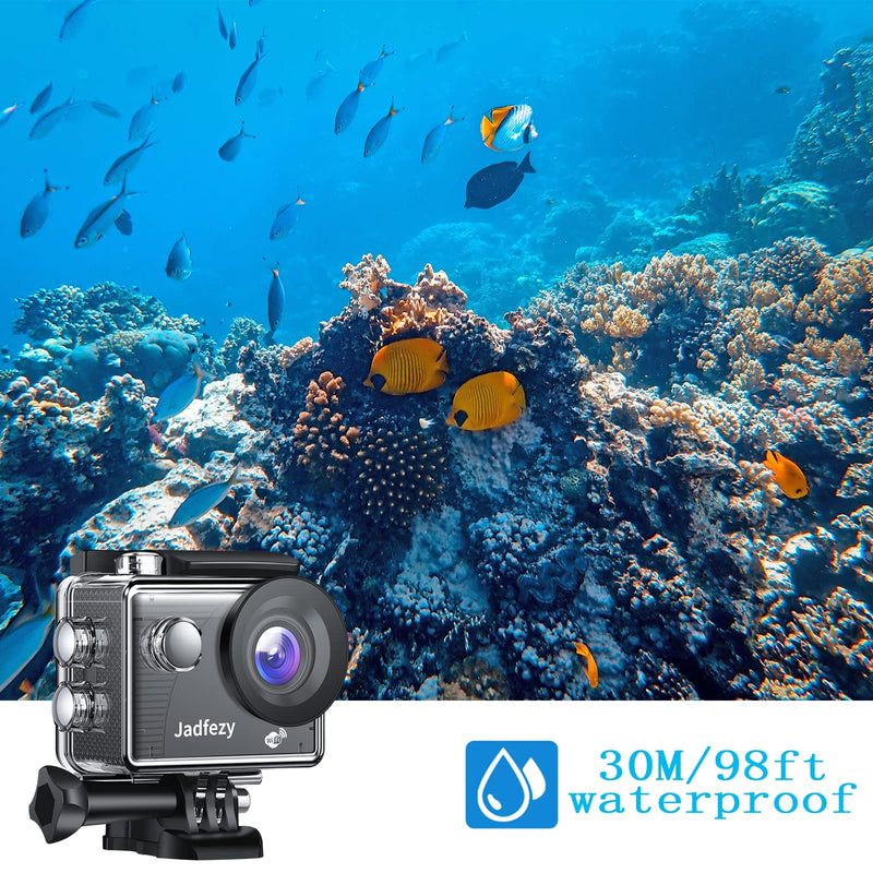 [AUSTRALIA] - Jadfezy WiFi Action Camera Ultra HD 1080P, 12MP Sports Camera Wide-Angle 2" LCD Screen, 30m/98ft Underwater Waterproof Camera with 2 Batteries and Accessories Kit for Helmet and Bicycle etc. FHD 1080P WiFi 
