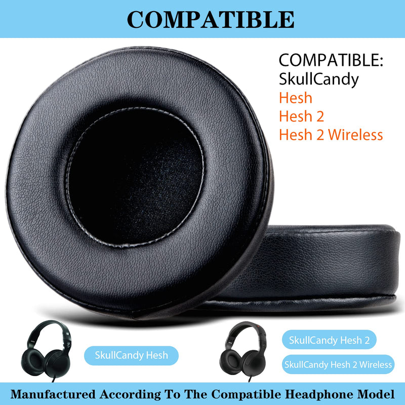 [AUSTRALIA] - Hesh2 Wireless Earpads,Replacement Ear Pads Cushion for Skullcandy Hesh& Hesh2 Wireless Over-Ear, Softer Durable Leather and Comfortable Sponge,Hesh 2 Pads-(Black) 