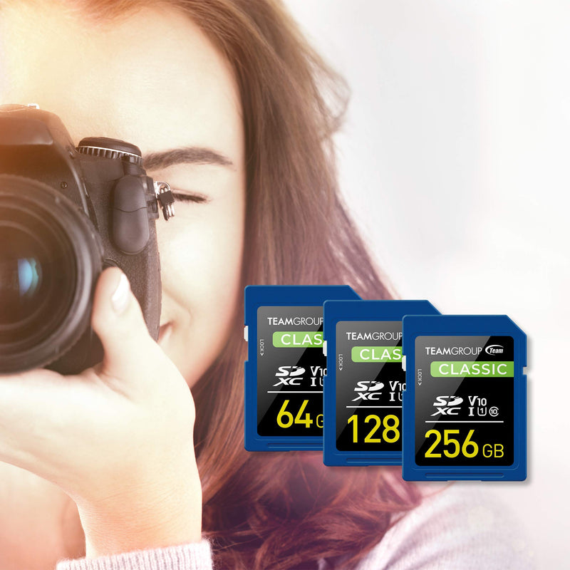 TEAMGROUP Classic 128GB UHS-I U1 V10 Read Speed up to 80MB/s SDXC Memory Card for Full-HD Video Recording & Photo Shooting TSDXC128GIV1001 CLASSIC U1 V10