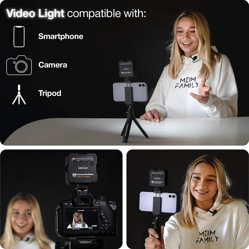 PowerDeWise Video Conference Lighting Dimmable Led Light Easy 3 Cold Shoe Mount On Phone Tripod Video Camera Portable Light Best Gifts for Teenage Girls TIK Tok Lights (with Battery) With Battery