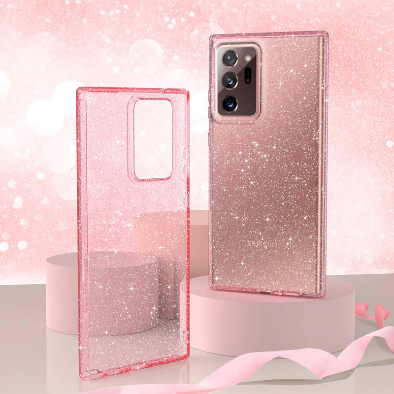 ULAK Galaxy Note 20 Ultra Case Glitter, Slim Stylish Bling Sparkle Designed Shiny Soft TPU Phone Protective Cover for Samsung Galaxy Note 20 Ultra 5G, Pink Glitter