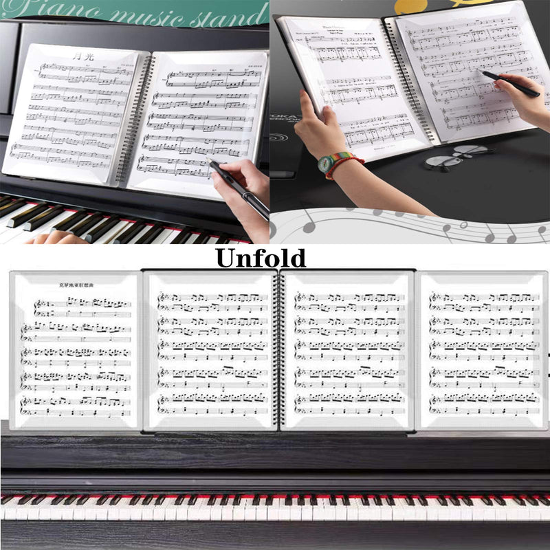 Music Folder, Sheet Music Folder, Office Folder, writable, Spiral Binding, A4 Size 40 Pockets, Also Used for Writing, Drawing and modifying and Storing Files (Black)