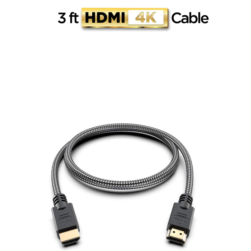 PowerBear 4K HDMI Cable 3 ft [2 Pack] High Speed, Braided Nylon & Gold Connectors, 4K @ 60Hz, Ultra HD, 2K, 1080P Compatible | for Laptop, Monitor, PS5, PS4, Xbox One, Fire TV, Apple TV & More 3 Feet 2